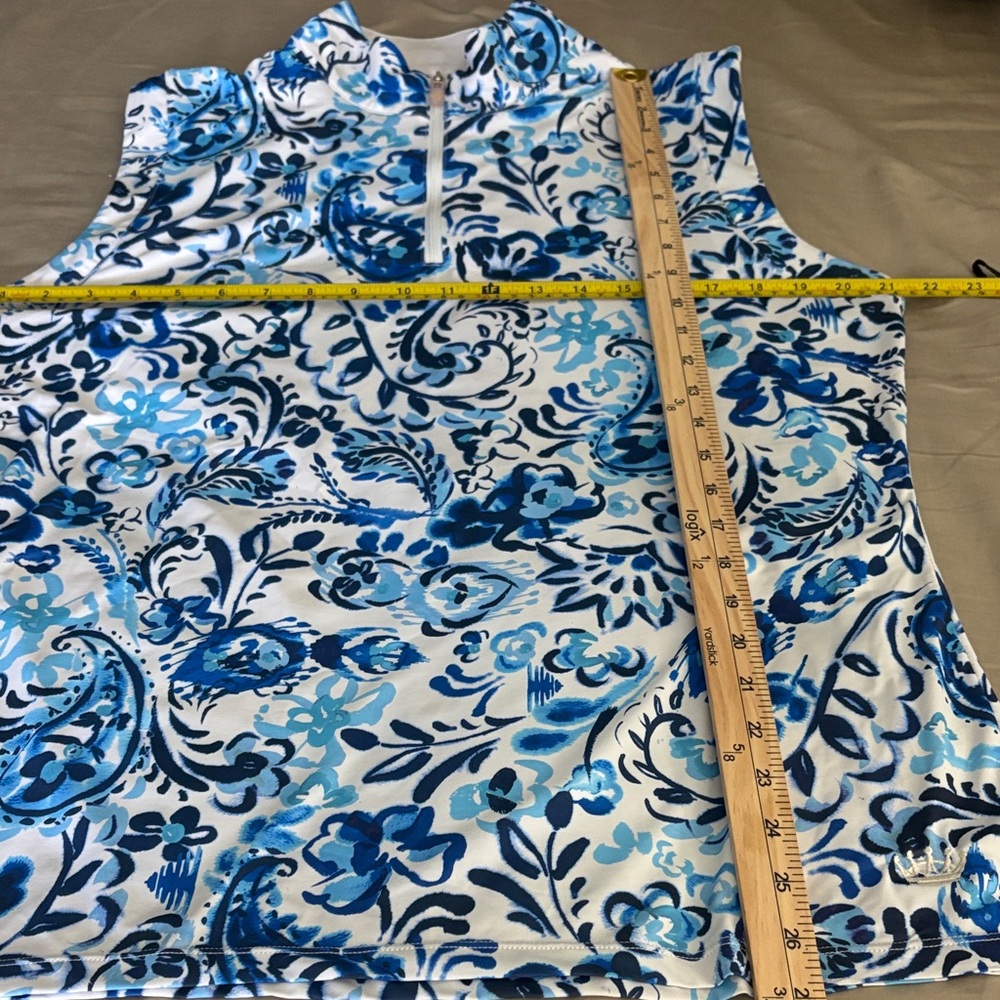 KASTEL® SLEEVELESS TANK IKAT 1/4 ZIP SHIRT; Sz: L; EUC - Picture 6 of 11